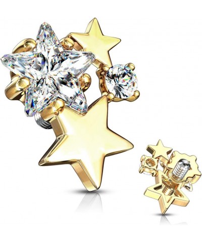 CZ Cluster Stars Internally Threaded 14GA Dermal Anchor Top Gold $7.41 Body Jewelry