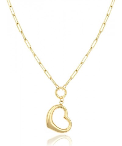 Gold Filled Heart Necklaces – 14K Yellow Gold Filled Hearth Pendant with Solid Clip Chain for Women (Different Sizes and Styl...