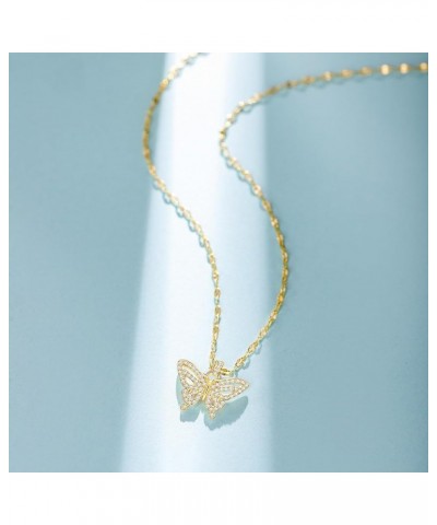 Gold Butterfly Necklace for Women | Layered 18K Gold Plated Cross Pendant Necklace - Adjustable Chain Length | Butterfly Jewe...