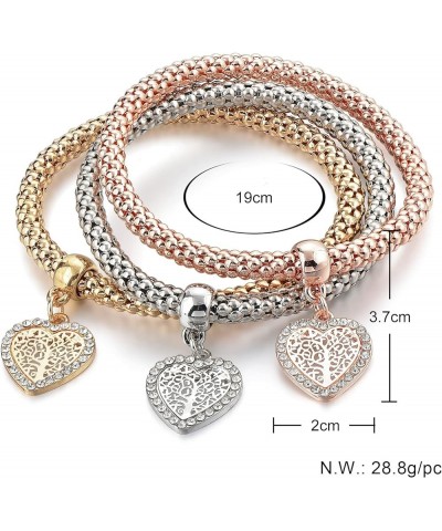 3Pcs Gold Silver Rose Gold Plated Charm Bracelet for Women Stretch Crystal Multilayer Bracelet MSBR12200001 $8.50 Bracelets