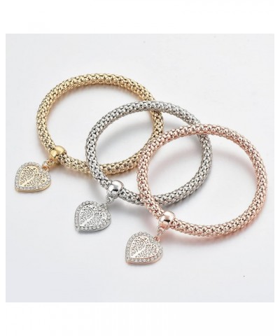 3Pcs Gold Silver Rose Gold Plated Charm Bracelet for Women Stretch Crystal Multilayer Bracelet MSBR12200001 $8.50 Bracelets