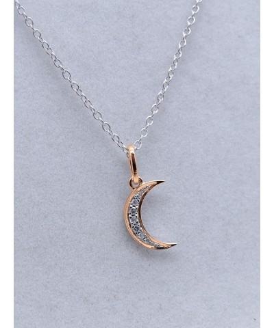 0.06 Carat (ctw) Round White Diamond Crescent Moon Pendant for Women in 18K Solid Gold 18 inch Silver Chain Solid Rose Gold $...