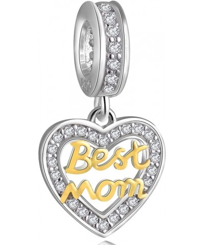 Mothers Day Theme Charm-925 Sterling Silver Mother/Daughter, Mother/Son, Father/Daughter Heart Split Pendant, 2 Tone Heart, F...