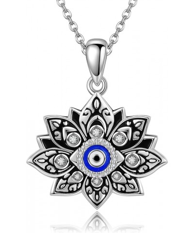 Evil Eye/Star of David/Lotus Necklace for Women 925 Sterling Silver Evil Eye Pendant Greek Protection Jewelry Amulet Gifts fo...