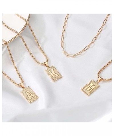 Layered Initial Necklaces for Women, 14K Gold Plated Layering Paperclip Chain Snake Choker Necklace Dainty Rope Chain Square ...