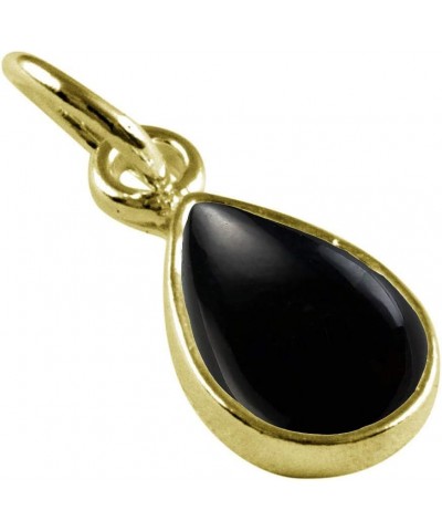 Choose Your Gemstone Pendants Pear Shape 925 Sterling Silver 18K Gold Plated Locket For Men Women natural-cabachon-Black-Onyx...