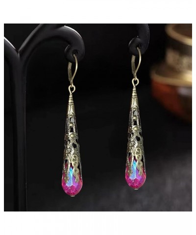 Indian Ethnic Vintage Gold Brone Sparkly Crystal Teardrop Dangle Drop Earrings Bohemian Gypsy Retro Rhinestone Hook Earrings ...