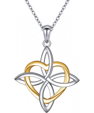 925 Sterling Silver Good Luck Irish Jewelry Celtic Knot Pendant Necklace for Women Birthday Christmas Gift Silver (Two tone) ...