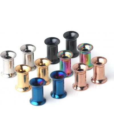 6 Pairs Stainless Steel Screw Ear Gauges Flesh Tunnels Plugs Expander Stretcher 6 Colors same Size 6G-00G 4G-5mm $10.79 Body ...