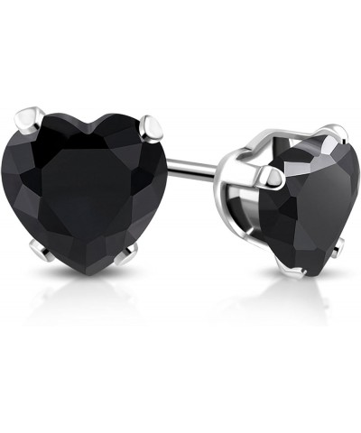 Stainless Steel Prong-Set Cubic Zirconia Love Heart Stud Post Earrings Black (3 MM) $7.38 Earrings