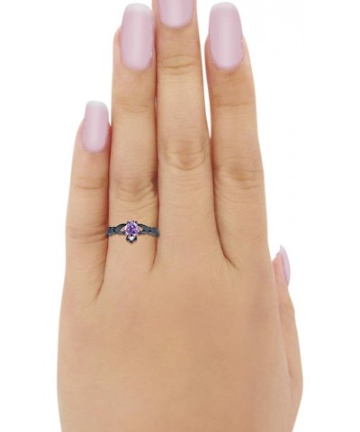 Irish Claddagh Heart Promise Ring Lab Created Round CZ 925 Sterling Silver Choose Color Black Tone, Simulated Lavender CZ $12...