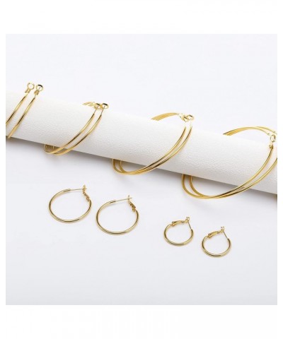 Hoop Earrings for Women 14K Real Gold Plated, 925 Sterling Silver Post Gold hoops for Women Gold 50mm $11.01 Earrings