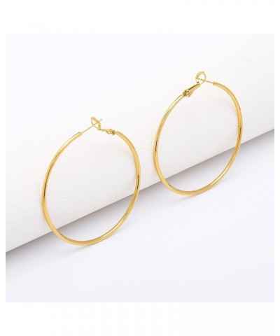 Hoop Earrings for Women 14K Real Gold Plated, 925 Sterling Silver Post Gold hoops for Women Gold 50mm $11.01 Earrings