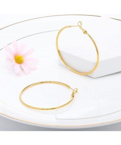 Hoop Earrings for Women 14K Real Gold Plated, 925 Sterling Silver Post Gold hoops for Women Gold 50mm $11.01 Earrings