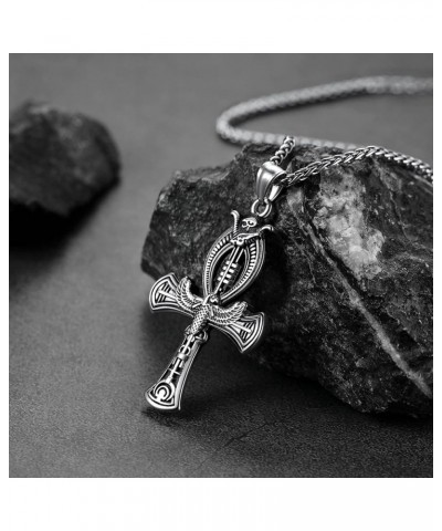 Ancient Egyptian Jewelry Bastet/Akhnaton Pharaoh King Pendant Necklace for Men Woman Delicate Gift Packaging Z. Cross-Silver ...