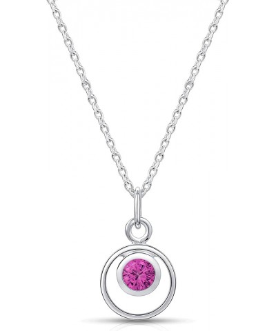 Lumini Women 925 Sterling Silver Simulated Birthstone Pendant Necklace 10. October - Simulated Pink Tourmaline $17.09 Necklaces