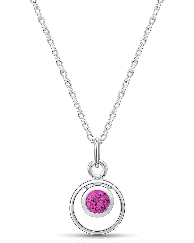 Lumini Women 925 Sterling Silver Simulated Birthstone Pendant Necklace 10. October - Simulated Pink Tourmaline $17.09 Necklaces