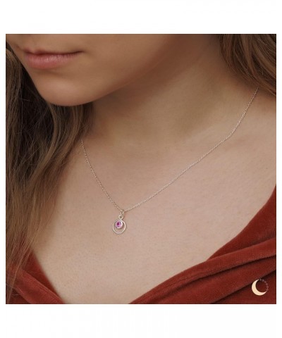 Lumini Women 925 Sterling Silver Simulated Birthstone Pendant Necklace 10. October - Simulated Pink Tourmaline $17.09 Necklaces