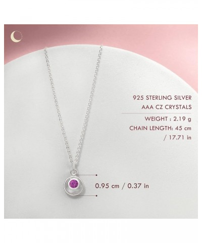 Lumini Women 925 Sterling Silver Simulated Birthstone Pendant Necklace 10. October - Simulated Pink Tourmaline $17.09 Necklaces