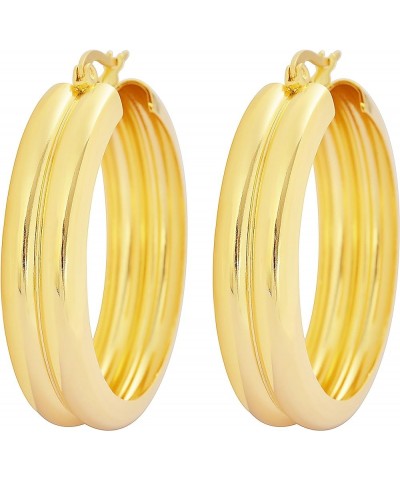 Edforce Women's Stainless Steel Double Round Hoop Earrings, (6mm x 25mm) B: 18k Gold Plated (6mm x 25mm) $11.19 Earrings