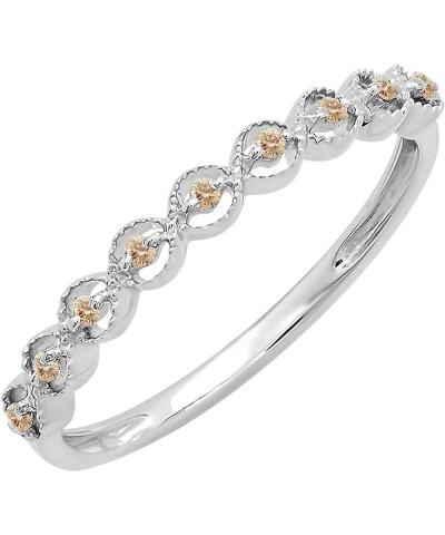 Round Gemstone or Diamond Ladies Wedding Stackable Band Ring | 925 Sterling Silver champagne-diamond $30.11 Bracelets