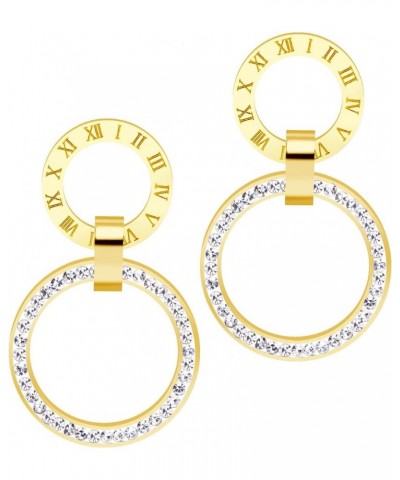 Stainless Steel CZ Round Circle Dangle Earrings for Women & Girls Gold $9.35 Earrings