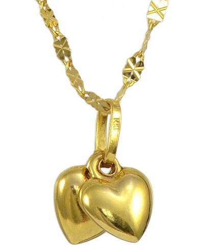 14K Yellow Gold Double Heart Pendant Necklace 18.0 Inches $91.08 Necklaces