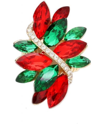 Women's Dazzling Crystal Marquis Leaf Cluster Statement Stretch Cocktail Ring Christmas Mix Green Red Crystal Gold Tone $13.7...