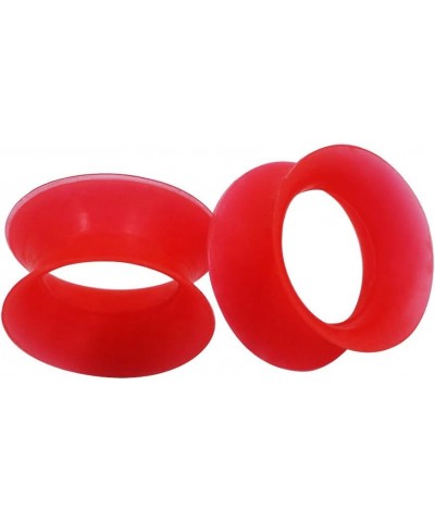 2 PC Extra Soft Silicone Flexible Ear Skin Tunnels Plugs Expanders Gauges Hollow Body Piercing 8G-25mm Red 00g(10mm) $6.75 Bo...