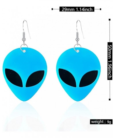 4 Pair Punk Acrylic Alien Dangle Earrings Cartoon Cute Funny Green Space Statement Women Girls Drop Earrings Set 4 Pairs- Ora...