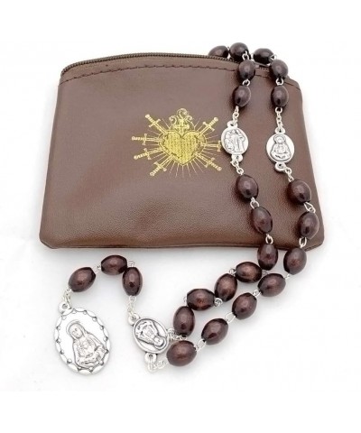 Seven Sorrows of Mary Rosary Chaplet Black Crystal Beads and Matching Rosary Pouch - Servite Rosary Brown-oval chaplet $12.45...