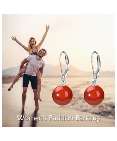 925 Sterling Silver Pearl Leverback Earrings Dangle Drop Jewelry Gifts for Women and Girls Red Agate $18.87 Earrings