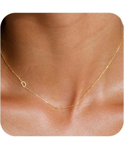 Initial Necklaces for Women, Dainty Gold Letter Necklace 14k Gold Plated Sideways Initial Necklace Cute Gold Name Necklace Si...