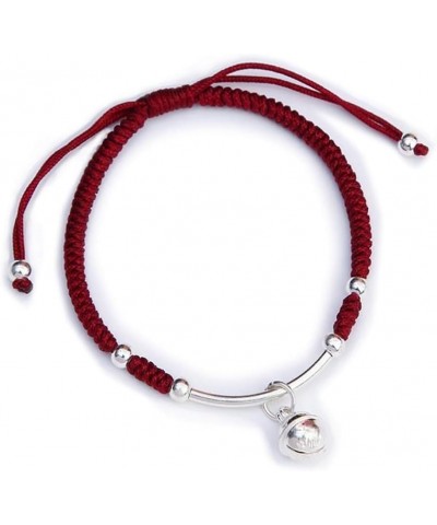 handmade Real S925 red string bracelet Silver Bell Lucky protection Red Rope Bracelet for Women Gift Rose-red $10.43 Bracelets