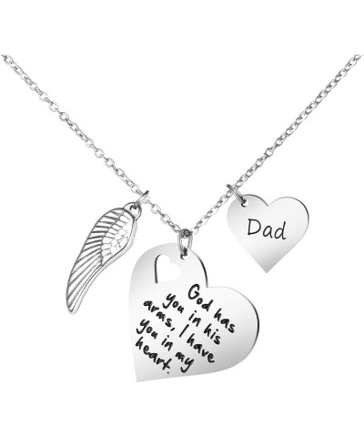 God Has You In His Arms I Have You In My Heart Memorial Gifts for Loss of Loved One Stainless Steel Silver Pendant Necklace S...