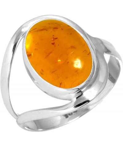 925 Sterling Silver Handmade Ring for Women 10x14 Oval Gemstone Statement Jewelry for Gift (99021_R) Amber $19.71 Rings