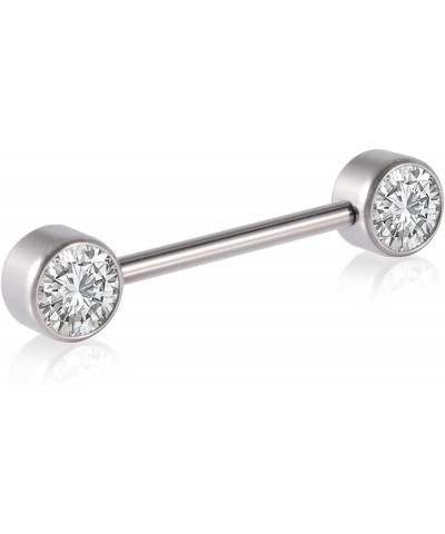 G23 Titanium 6mm CZ Nipple Rings Tongue Rings 14G Straight Barbells Piercing Jewelry Internally Threaded 16mm 1pcs White $10....