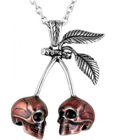 Jewelry Red Cherry Skull Necklace with Pendant (28" necklace - 316L Stainless Steel) $17.42 Necklaces