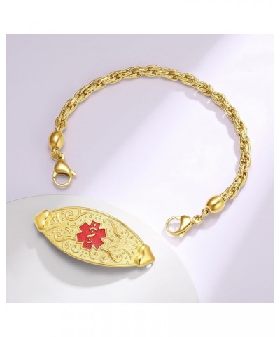 Custom Engraved Medical ID Alert Bracelets for Women - Style 7.5 Inches PVD Gold / Red $23.43 Bracelets