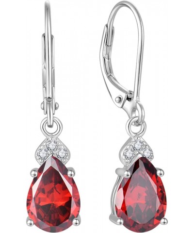 Women Earrings,925 Sterling Silver Teardrop Dangle Drop Earrings with 5A Cubic Zirconia Birthstone for Her 01-Jan-Garnet $36....