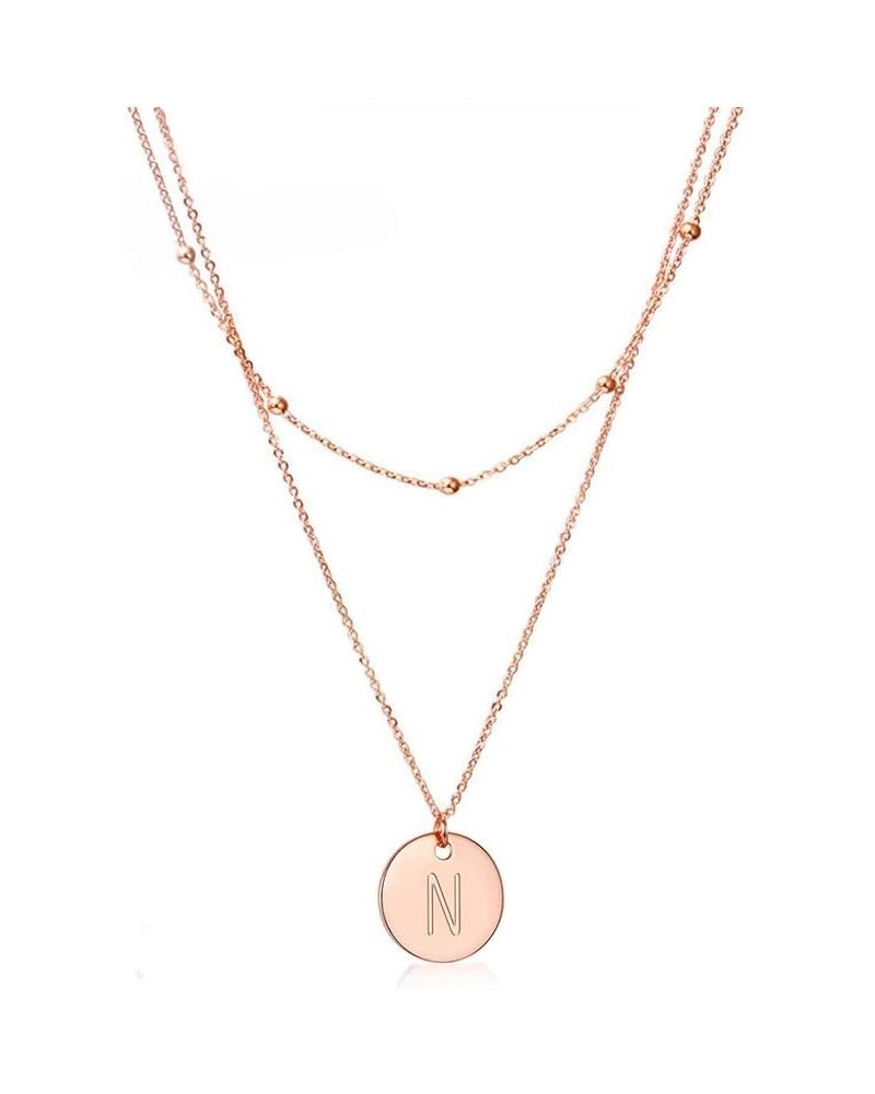 Rose Gold Initial Coin Necklace for Women Dainty Disc Letter Layered Choker Necklace Name Jewelry Gift for Her N $10.94 Neckl...