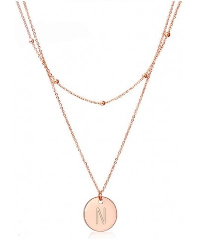 Rose Gold Initial Coin Necklace for Women Dainty Disc Letter Layered Choker Necklace Name Jewelry Gift for Her N $10.94 Neckl...