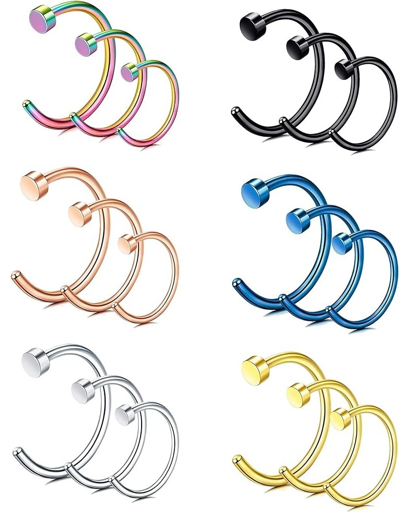 18G-20G 18PCS Stainless Steel Body Jewelry Piercing Nose Ring Hoop for Women 20Gauge $7.79 Body Jewelry