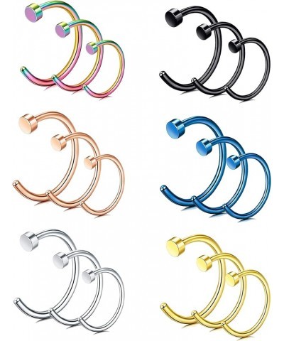 18G-20G 18PCS Stainless Steel Body Jewelry Piercing Nose Ring Hoop for Women 20Gauge $7.79 Body Jewelry