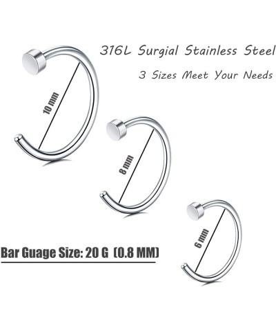 18G-20G 18PCS Stainless Steel Body Jewelry Piercing Nose Ring Hoop for Women 20Gauge $7.79 Body Jewelry