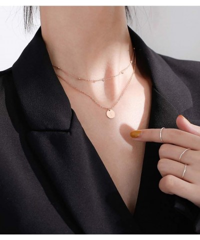 Rose Gold Initial Coin Necklace for Women Dainty Disc Letter Layered Choker Necklace Name Jewelry Gift for Her N $10.94 Neckl...