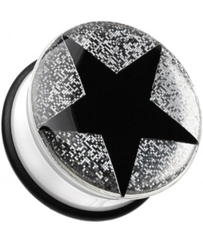 Star Glitter Single Flared WildKlass Ear Gauge Plug (Sold as Pairs) 1" (25mm) Silver $9.24 Body Jewelry