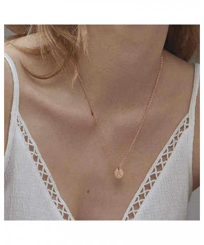 Rose Gold Initial Coin Necklace for Women Dainty Disc Letter Layered Choker Necklace Name Jewelry Gift for Her N $10.94 Neckl...