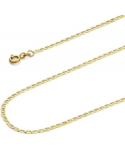 14k REAL Yellow Gold Solid 2mm Flat Mariner Chain Necklace with Spring Ring Clasp 16 Inches $60.31 Necklaces