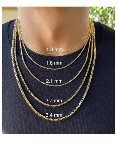 14K Real Gold Round Box Chain 1.3mm 1.8mm 2.1mm 2.7mm 3.4mm Yellow and White Real Gold Chains For Men Diamond Cut Link Chain ...